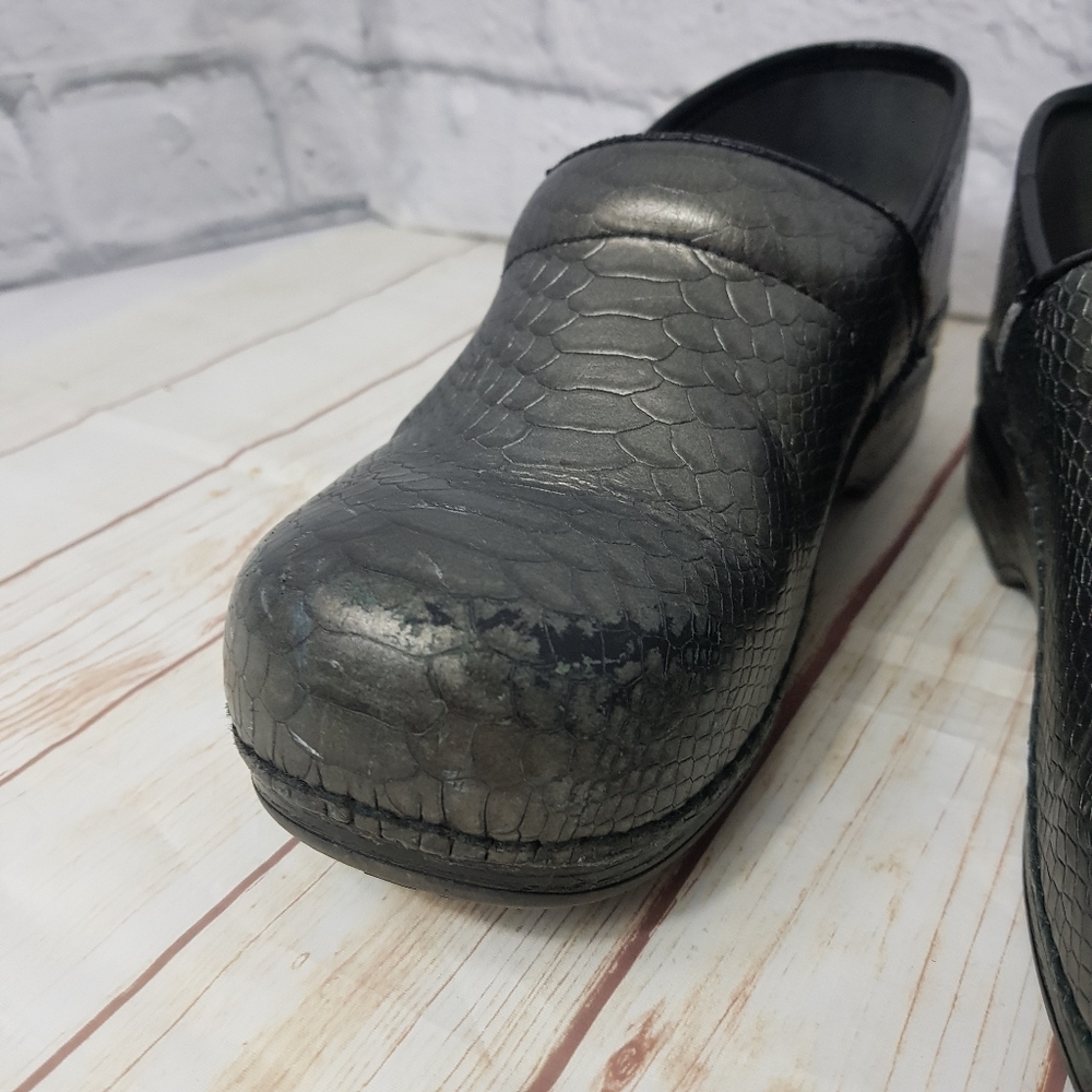 Dansko Snakeskin Print Slip-On Clog Shoe - image 6